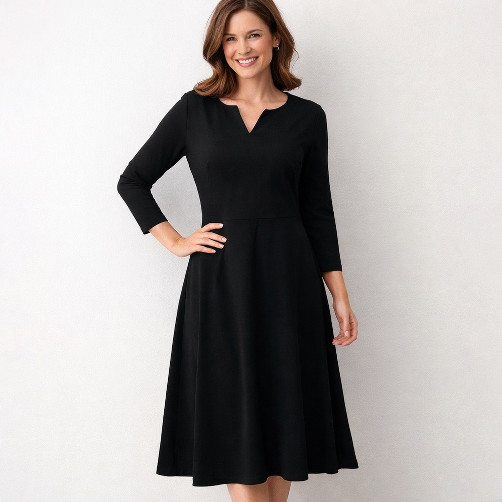Talbots Black Long Sleeve Midi Dress Size 6